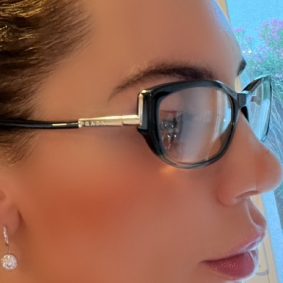 Prada Black and Silver Eyeglasses Frames Prescription Lenses, case & dustcloth - Picture 1 of 10